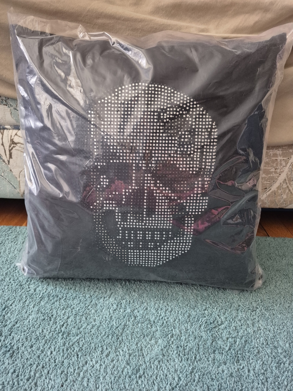 G.I.L.I. Black Accent Pillow with Crystal Skull Design